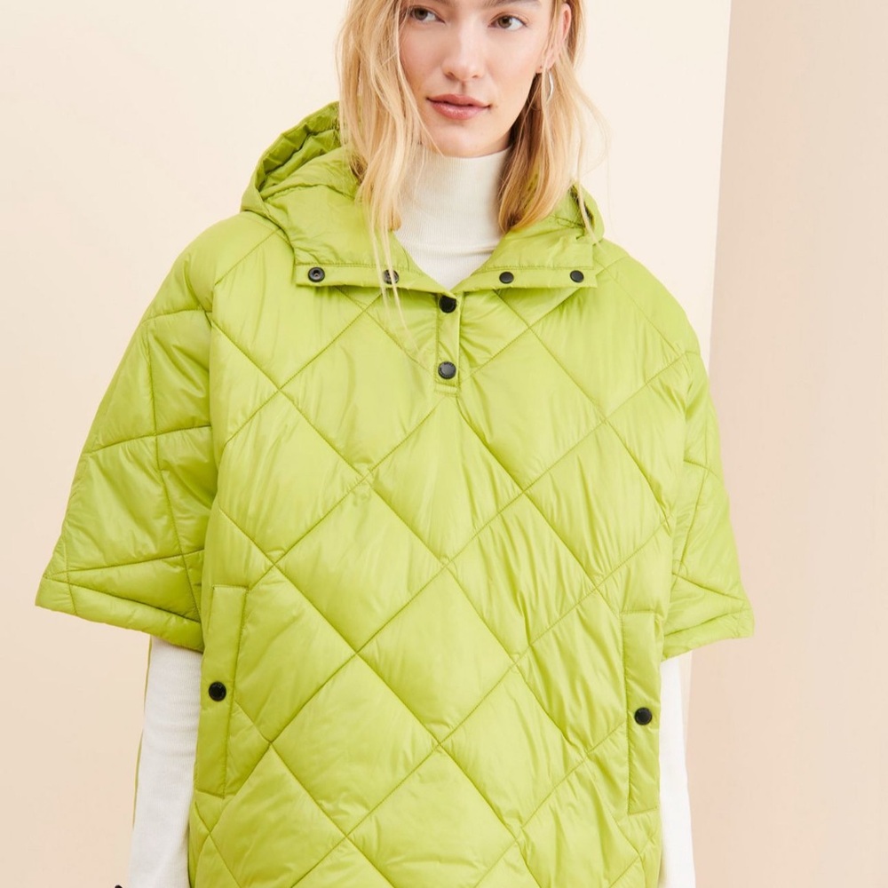 Noize Kiera Lime Green Quilted Poncho - NWT